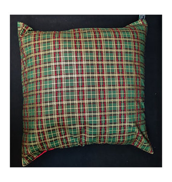 Christmas Red, Green & Gold Tartan Cushion Cover Fits 18 - image 1