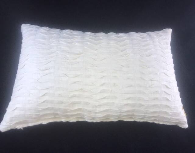 Ivory Linen Sheer Fabric Pintucked Front Underlined, Plain Linen Back Lumbar Cushion Covers - image 1