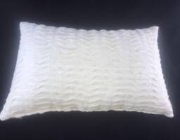 Ivory Linen Sheer Fabric Pintucked Front Underlined, Plain Linen Back Lumbar Cushion Covers - thumbnail 1