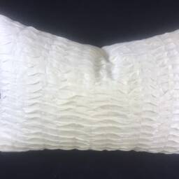 Ivory Linen Sheer Fabric Pintucked Front Underlined, Plain Linen Back Lumbar Cushion Covers - thumbnail 4