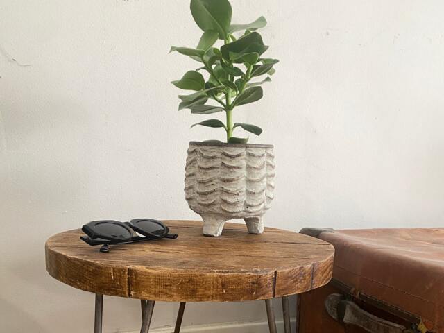 Foret Small Rustic Circle Solid Wood Chunky Scaffold Hairpin Metal Leg Coffee Side Desk Table Handcrafted With - image 1