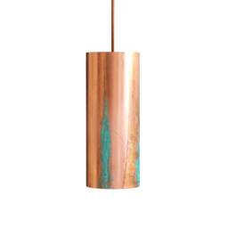 Handmade Pendant Light With Textured Leaf Copper Finish & Custom Lenghth