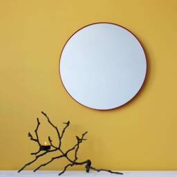 Orbis??? Modern Handcrafted Round Mirror With Red Frame - thumbnail 3