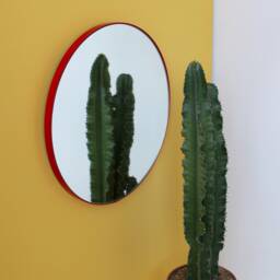 Orbis??? Modern Handcrafted Round Mirror With Red Frame - thumbnail 2