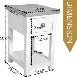 Painted Bedside Cabinet Solid Wood Side Table With Oak Top, Assembled - thumbnail 3