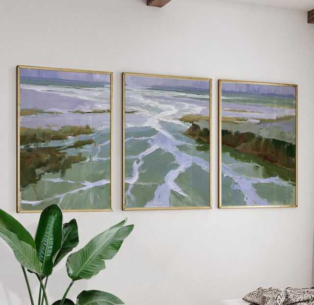 River Delta Trio, Coastal Wetland Wall Art Set - image 1