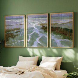 River Delta Trio, Coastal Wetland Wall Art Set - thumbnail 2