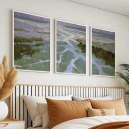 River Delta Trio, Coastal Wetland Wall Art Set - thumbnail 3