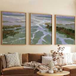 River Delta Trio, Coastal Wetland Wall Art Set - thumbnail 4