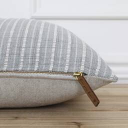 Gray & White Striped Pillow Cover Throw Decorative Covers Modern Lumbar - Lila - thumbnail 2