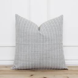 Gray & White Striped Pillow Cover Throw Decorative Covers Modern Lumbar - Lila - thumbnail 1