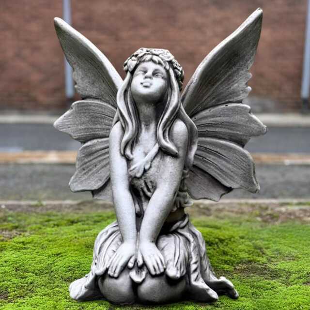 Garden Fairy Sculpture Concrete Nymph Figurine Enchanted Statue Magical Stone Ornament Handmade Fantasy Decor Art Gift - image 1