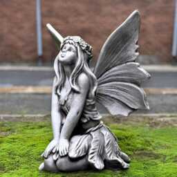 Garden Fairy Sculpture Concrete Nymph Figurine Enchanted Statue Magical Stone Ornament Handmade Fantasy Decor Art Gift - thumbnail 3