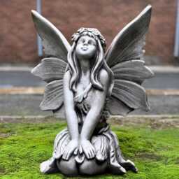 Garden Fairy Sculpture Concrete Nymph Figurine Enchanted Statue Magical Stone Ornament Handmade Fantasy Decor Art Gift - thumbnail 1