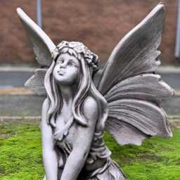 Garden Fairy Sculpture Concrete Nymph Figurine Enchanted Statue Magical Stone Ornament Handmade Fantasy Decor Art Gift - thumbnail 2