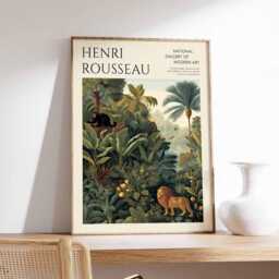 Henri Rousseau Poster, Tropical Decor, Jungle Print, Botanical Wall Art, Floral Boho Animal Exotic Poster - thumbnail 2