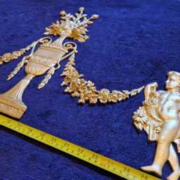 Large Ornate Applique Panel Louis Xvi Floral Gilt White French Style Decorative Wall Furniture Onlay Moulding Pediment Plastic Decoration - thumbnail 3