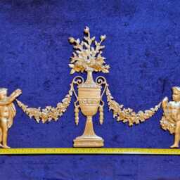 Large Ornate Applique Panel Louis Xvi Floral Gilt White French Style Decorative Wall Furniture Onlay Moulding Pediment Plastic Decoration - thumbnail 2