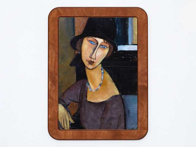 Jeanne Hebuterne in A Large Hat Amedeo Modigliani Woman Paris France Classic Painting Wooden Framed Art Print - image 1