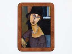 Jeanne Hebuterne in A Large Hat Amedeo Modigliani Woman Paris France Classic Painting Wooden Framed Art Print - thumbnail 1