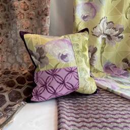 "Designers Guild Dujardin Pillow Purple Green Floral Linen Velvet - 12"" X 18" - thumbnail 4