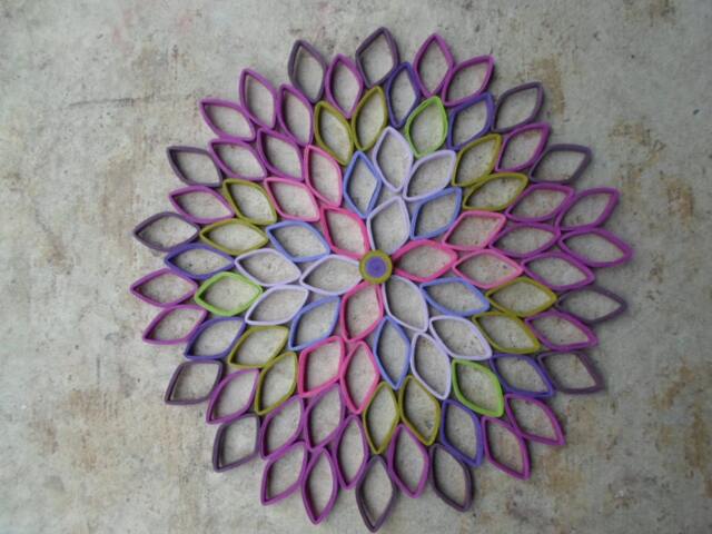 Large Dahlia Paper Flower Wall Art Purple Geometric Decor - image 1