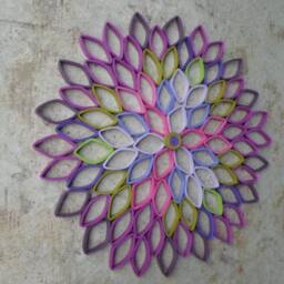 Large Dahlia Paper Flower Wall Art Purple Geometric Decor - thumbnail 3