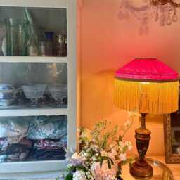 Handmade Hot Pink Silk Fringed Lampshade, Art Deco Style - thumbnail 2