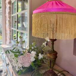 Handmade Hot Pink Silk Fringed Lampshade, Art Deco Style - thumbnail 3