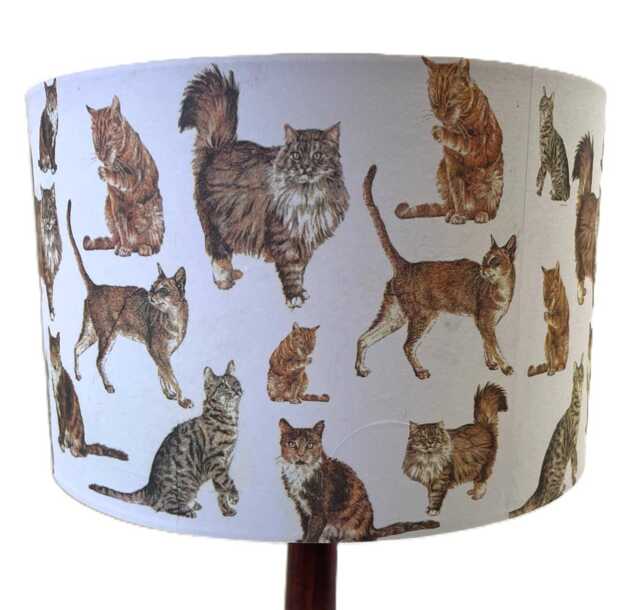 Cat Lamp Shade Shabby Chic Drum Design - image 1
