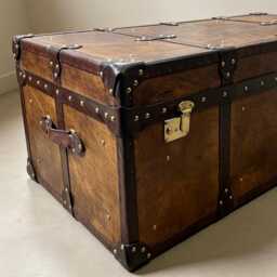 Antique Trunk Style English Handmade Travel Chest, Living Room Storage Coffee Table - thumbnail 3