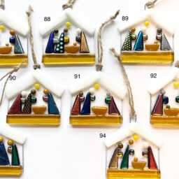 Nativity Scene Christmas Tree Decoration Fused Glass Bauble Window Hanging Stable Kings Shepherd Sheep - thumbnail 4