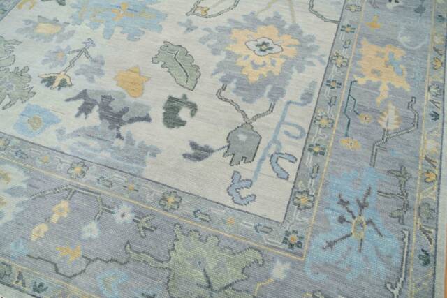 Faded Silver Gray Oushak Rug, Handmade Wool Fine Woolrug Ar_3453 - image 1