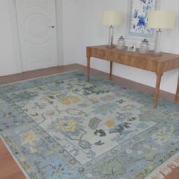 Faded Silver Gray Oushak Rug, Handmade Wool Fine Woolrug Ar_3453 - thumbnail 2