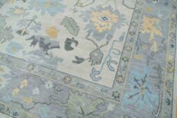 Faded Silver Gray Oushak Rug, Handmade Wool Fine Woolrug Ar_3453 - thumbnail 1