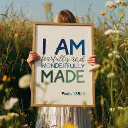 I Am Fearfully & Wonderfully Made Print, Boys Christian Wall Art, Bible Verse Nursery Toddler Room Art - thumbnail 2