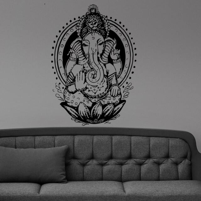 Ganesha Buddha Hindu Elephant Design Wall Sticker Vinyl Mural Decal Home House Apartment Art Decor Free Shipping L140 - image 1