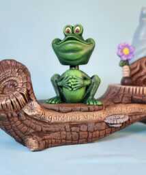 Ceramic Bobblehead Frog Cute Collectible Nodder, Woodland Nursery Decor - thumbnail 1