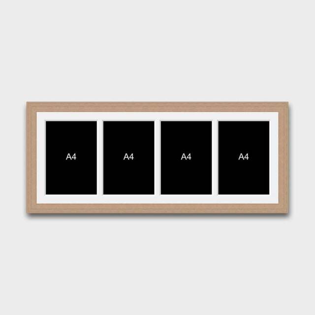 A4 Picture Frame To Hold 4 Photos in An Oak Veneer Wooden - image 1