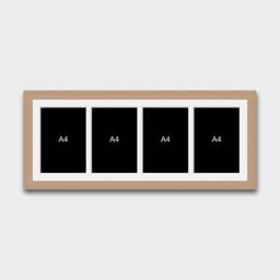 A4 Picture Frame To Hold 4 Photos in An Oak Veneer Wooden - thumbnail 1