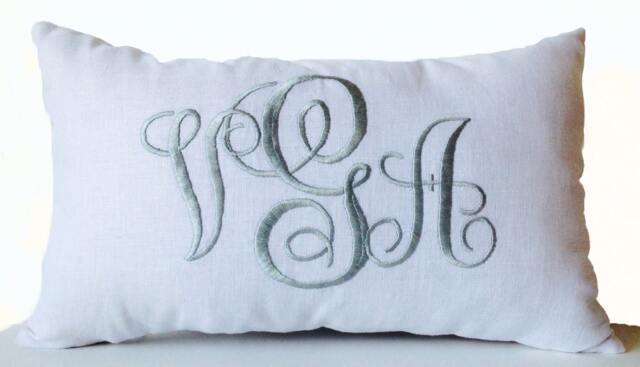 Monogram Throw Pillow, Monogrammed Custom Lumbar Cotton Personalized Gift Ideas - image 1