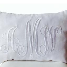 Monogram Throw Pillow, Monogrammed Custom Lumbar Cotton Personalized Gift Ideas - thumbnail 3