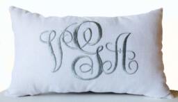 Monogram Throw Pillow, Monogrammed Custom Lumbar Cotton Personalized Gift Ideas - thumbnail 1