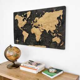 Wooden World Map Wall Art Push Pin Travel Map, Home Decor - thumbnail 3
