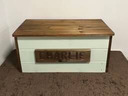 Personalized Solid Wood Toy Box Sage, Pine & Oak