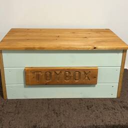Personalized Solid Wood Toy Box Sage, Pine & Oak - thumbnail 3