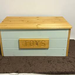 Personalized Solid Wood Toy Box Sage, Pine & Oak - thumbnail 2