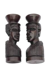 Ebony Wood Handcarved Man Candleholder Pair. African Tribal Gifts/Interior Decor. Smooth Detailed & Polished Art. Express Shipping