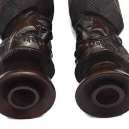 Ebony Wood Handcarved Man Candleholder Pair. African Tribal Gifts/Interior Decor. Smooth Detailed & Polished Art. Express Shipping - thumbnail 2