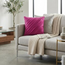 "Faux Suede Fuchsia Pink Throw Pillow Cover 16""x16" - thumbnail 2